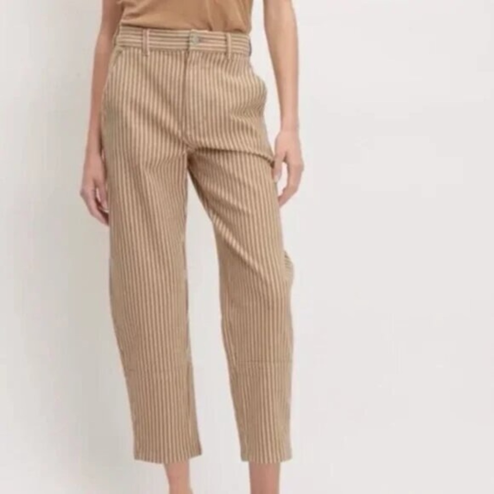 Everlane Brown Striped Organic Cotton Utility Barrel Pants